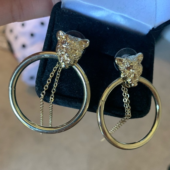 Gold Jaguar Hoop Earrings - Picture 3 of 3